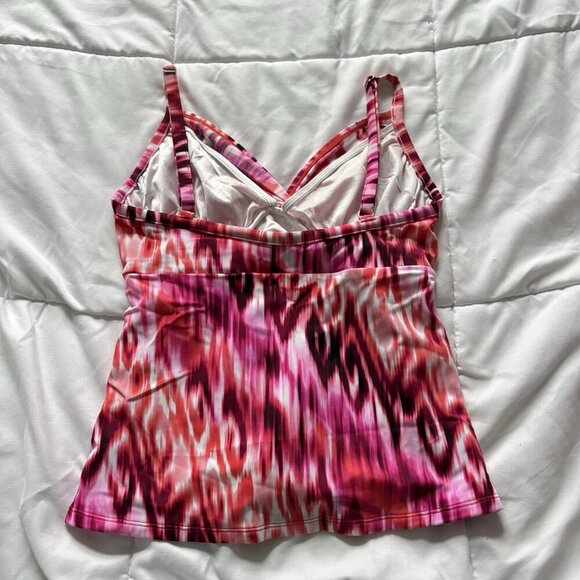 Miraclesuit Swimsuit Womens Size 8 Tankini Bikini Top Pink White Summer Beach - Picture 4 of 7